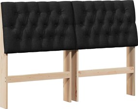 vidaXL Tăblie tapițată Negru 140 cm Lemn de pin masiv