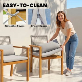 Outsunny Set 2 Scaune Lemn Acacia cu Perne și Perne Decorative, Natural. | Aosom Romania