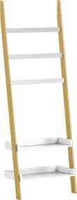 HOMCOM Etajeră de depozitare etajeră scară cu 2 rafturi și 3 suporturi pentru prosoape pentru cameră și living, alb | Aosom Romania