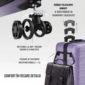 Set de valize rigide NEW YORK, 3 piese, ABS, mov deschis Deuba