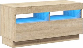 vidaXL Comodă TV cu lumini LED, stejar Sonoma, 80x35x40 cm