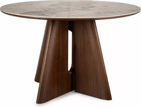 Masa rotunda Alzano Ceramic alb lucios/nuc ø120/h77 cm