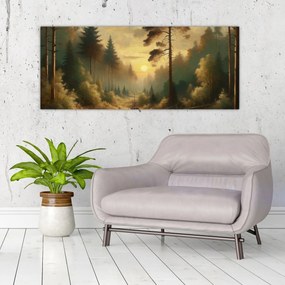 Tablou - Soare strălucind prin pădure (120x50 cm)