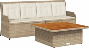 vidaXL Set canapele de grădină, 3 piese, cu perne, bej, poliratan
