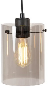 Lampă suspendată inteligentă neagră cu sticlă fumurie, inclusiv 4 WiFi ST64 - Dome