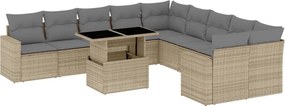 vidaXL Set canapele de grădină cu perne, 11 piese, bej, poliratan