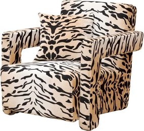 Fotoliu lounge statement din catifea animal print cu structură din lemn de pin, „Wild Touch”
