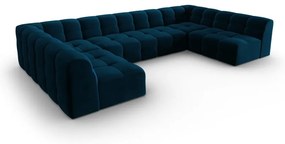 Colțar albastru închis cu tapițerie din catifea (în formă de "U") Kendal – Micadoni Home