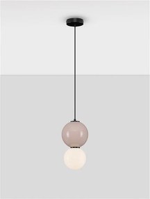 Pendul LED decorativ portelan mocha, sticla alb, NOESIS