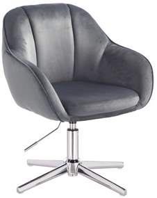 HR2055CROSS Scaun Grafit din Catifea cu Bază Cromata