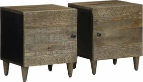 vidaXL Noptiere 2 buc Gri deschis 40x33x46 cm Lemn masiv de mango