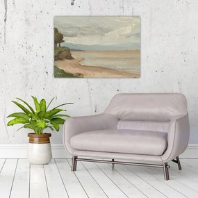 Tablou - Jean-Baptiste-Camille Corot, Beach Near Etretat, reproducere (70x50 cm)