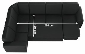 Colţar în formă de U, piele ecologică neagră, model dreapta, BITER U