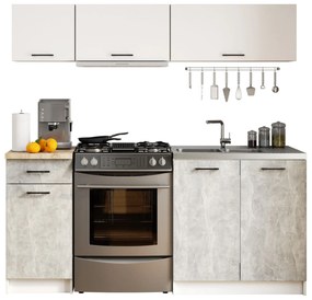 Set de bucătărie 180 cm Ozara IV (Alb + beton). 1071175