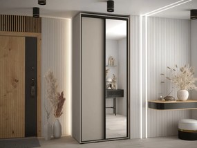 Dulap de haine cu uși culisante Foktra 3 100 (Cașmir + Negru) (cu oglindă). Promo -17%. 1105697