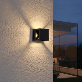 Lampă de perete modernă neagră cu LED inclus IP44 - Edwin Quadro