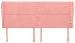 Tablie de pat cu aripioare, roz, 183x23x118 128 cm, catifea 1, Roz, 183 x 23 x 118 128 cm