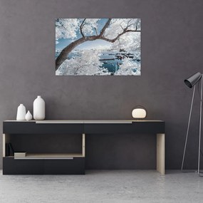 Tablou cu copac înzăpezit lângă apă (90x60 cm)