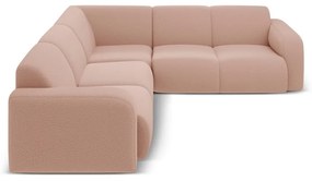 Colțar roz deschis cu tapițerie din țesătură bouclé (cu colț variabil/în formă de ”L”) Molino – Micadoni Home