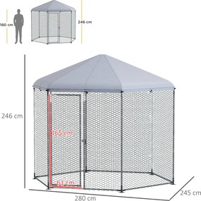 PawHut Țarc pentru găini exterior 5 m² parc cu plasă dim. 2,8L x 2,45l x 2,46H - spațiu acoperit - 5/8 găini | Aosom Romania