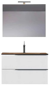 Set Mobilier Baie Suspendat Marco, Greige Texturat, Lavoar HPL