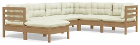 3096565 vidaXL Set mobilier grădină cu perne, 7 piese, maro miere, lemn de pin