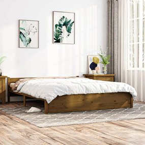 815067 vidaXL Cadru de pat, maro miere, 200x200 cm, lemn masiv