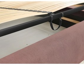 Pat matrimonial roz deschis tapițat cu spațiu de depozitare și somieră 160x200 cm Jagna – Bobochic Paris