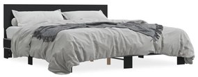 3280177 vidaXL Cadru de pat negru 180x200 cm din lemn prelucrat și metal