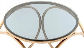 Masuta de cafea rotunda din sticla Whitney 50x50x52 gri/auriu