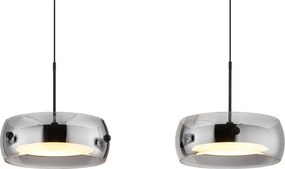 Lustra LED reglabila cu 3 pendule sticla fumurie LIVION
