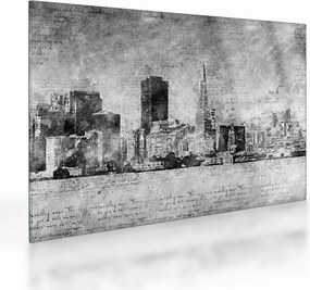 Tablou pe sticlă - Oraș de artă de cafea (70x50 cm)