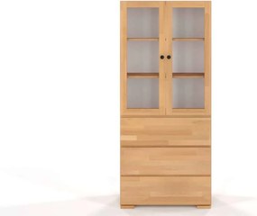 Vitrină lemn masiv TerraCraft Fag 3 Sertare, 80 × 38 × 182 cm - Natural