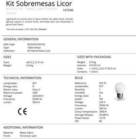 Kit iluminat / Lampa de masa decorativa Licor garnet