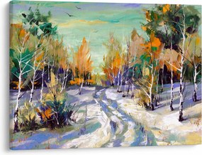 Tablou - Drum înzăpezit prin pădure (70x50 cm)