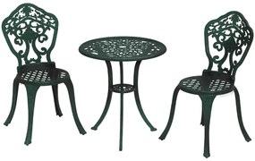 Outsunny Set bistrot pentru grădină din aluminiu, mobilier grădină 3 piese 2 scaune + masă rotundă imitație fier forjat | Aosom Romania