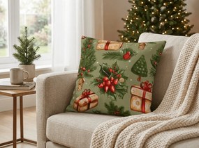 Husa de perna din microfibra CHRISTMAS PRESENTS 45x45 cm, verde