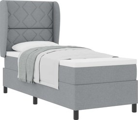 vidaXL Pat cu arcuri cu saltea Gri deschis 80 x 200 cm țesătură