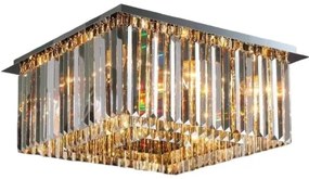 Candelabru Model H98348-600 – 8 socluri E14, metal cromat și cristale elegante 💫