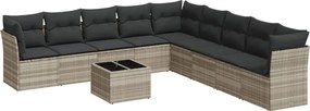 vidaXL Set canapele de grădină cu perne 10 piese gri deschis poliratan
