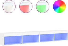 vidaXL Comode TV cu lumini LED, 2 buc., alb, 100x30x30 cm