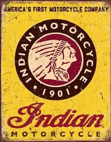Placă metalică INDIAN MOTORCYCLES - Since 1901, (31.5 x 40 cm)