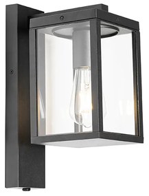 Lampa de perete exterioară neagră IP44 cu senzor de crepuscul - Charlois