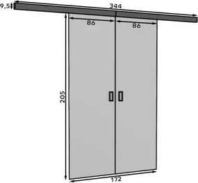 Usa glisanta dubla, Toppo, ADRK Furniture (Latime: 126 cm, Culoare: Alb /Negru)