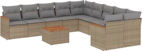 vidaXL Set canapele de grădină, 11 piese, cu perne, bej, poliratan