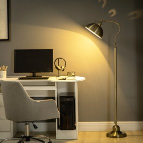 HOMCOM Lampadar de camera cu abajur ajustabil, intrerupator la picior 42 x 25,5 x 152 cm ton de alama | Aosom Romania
