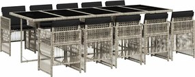 vidaXL Set mobilier de grădină cu perne 11 piese gri deschis poliratan