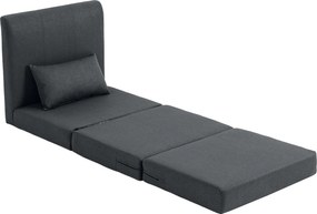 HOMCOM Fotoliu de dormit 2-în-1 Canapea-pat pliabil cu textură de in, Pat pentru oaspeți tapițat Scaun pliant, Gri închis | Aosom Romania