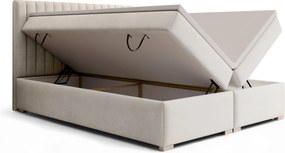 Pat continental Solani 160x200 cu spațiu de depozitare - catifea bej deschis Castel 03