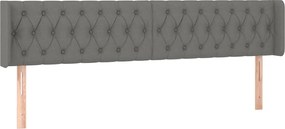 vidaXL Tăblie de pat cu aripioare gri închis 203x16x78/88 cm textil